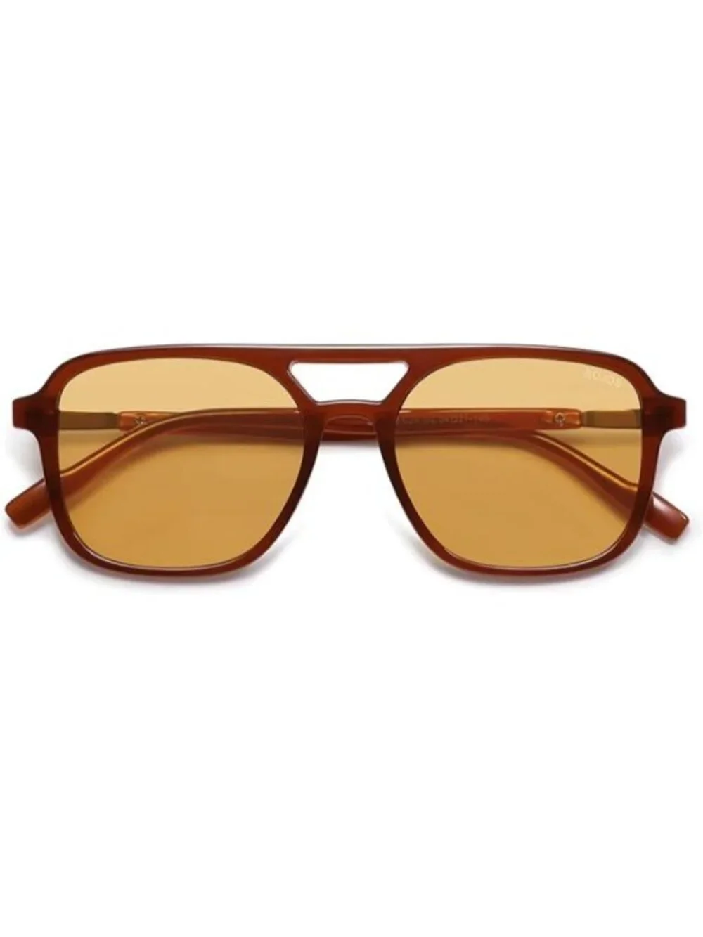 SOJOS Women Aviator Sunglasses Rectangle Sun Glasses Brown Frame Yellow Lens